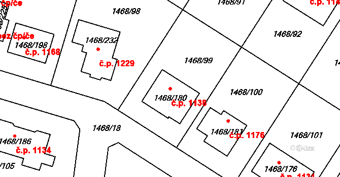 Pečky 1138 na parcele st. 1468/180 v KÚ Pečky, Katastrální mapa