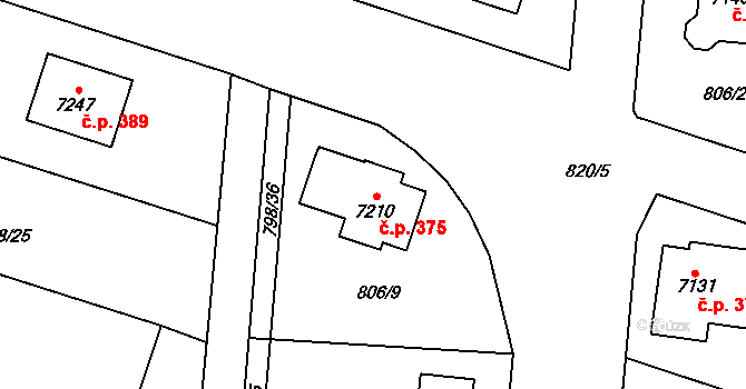 Václavské Předměstí 375, Písek na parcele st. 7210 v KÚ Písek, Katastrální mapa