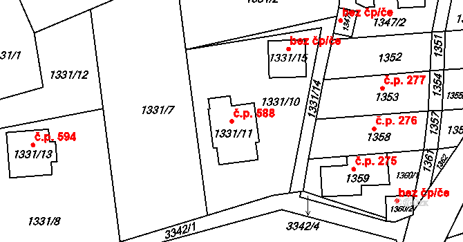 Podmoklice 588, Semily na parcele st. 1331/11 v KÚ Semily, Katastrální mapa