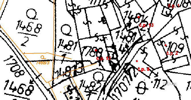 Újezd 12, Albrechtice nad Vltavou na parcele st. 111 v KÚ Albrechtice nad Vltavou, Katastrální mapa
