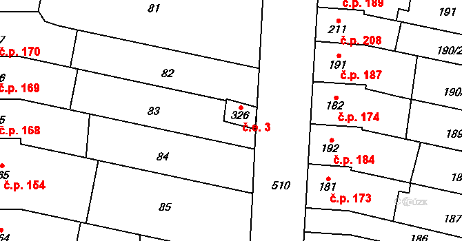 Přerov III-Lověšice 3, Přerov na parcele st. 326 v KÚ Lověšice u Přerova, Katastrální mapa