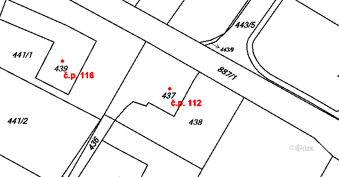 Výškovice 112, Ostrava na parcele st. 437 v KÚ Výškovice u Ostravy, Katastrální mapa
