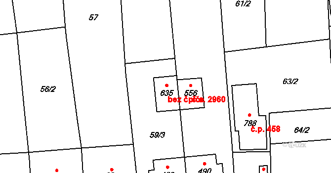 Louky 2961, Zlín, Katastrální mapa