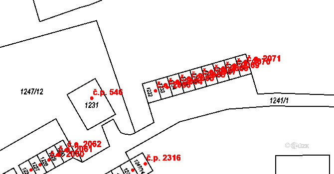 Mariánské Údolí 2064, Hlubočky na parcele st. 1233 v KÚ Hlubočky, Katastrální mapa