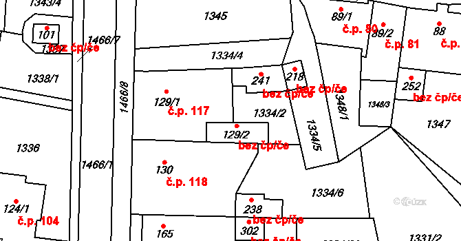 Telnice 38813939 na parcele st. 129/2 v KÚ Varvažov u Telnice, Katastrální mapa
