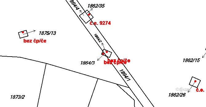 Ústí nad Labem 38842939 na parcele st. 1864/3 v KÚ Klíše, Katastrální mapa