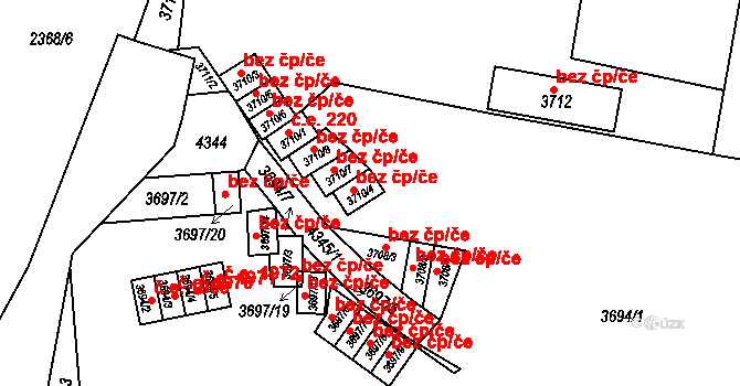 Teplice 39154939 na parcele st. 3710/4 v KÚ Teplice, Katastrální mapa