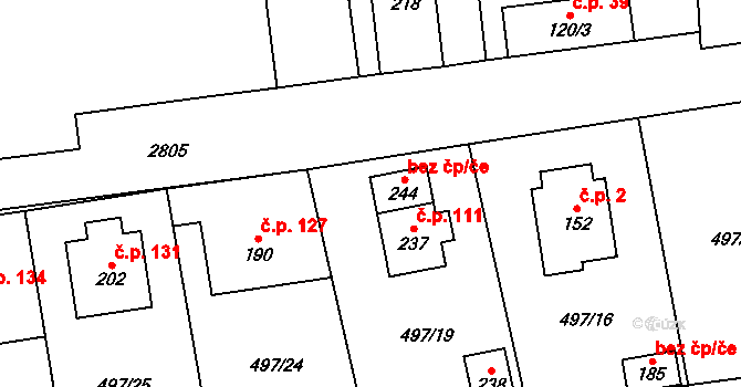 Svéradice 41265939 na parcele st. 244 v KÚ Svéradice, Katastrální mapa