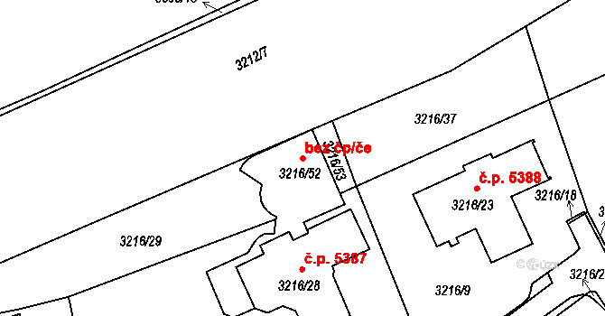 Chomutov 43319939 na parcele st. 3216/52 v KÚ Chomutov II, Katastrální mapa