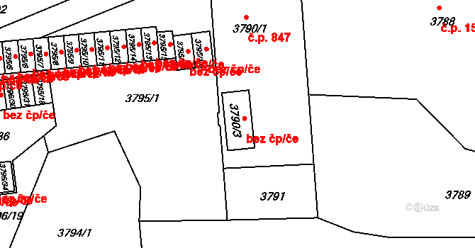 Teplice 43487939 na parcele st. 3790/3 v KÚ Teplice, Katastrální mapa