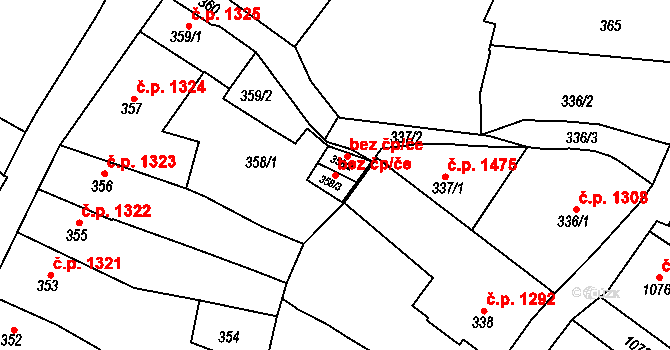 Šternberk 47393939 na parcele st. 358/3 v KÚ Šternberk, Katastrální mapa