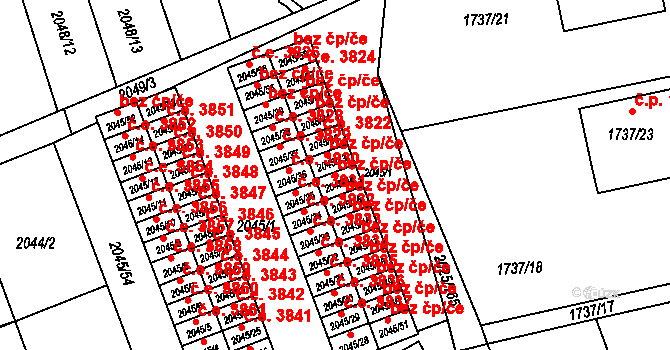 Prostřední Suchá 3820, Havířov na parcele st. 2045/44 v KÚ Prostřední Suchá, Katastrální mapa