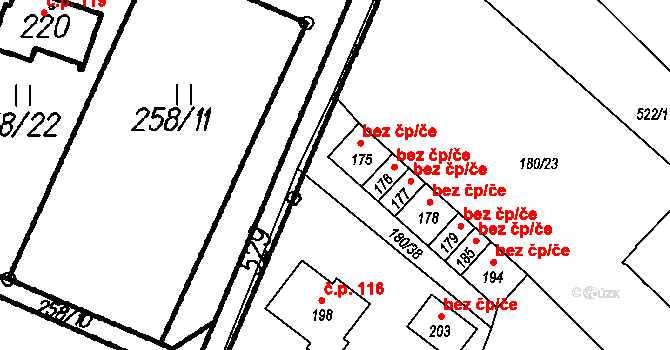 Šumavské Hoštice 49123939 na parcele st. 175 v KÚ Šumavské Hoštice, Katastrální mapa