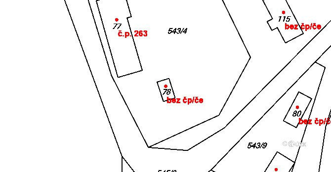 Heřmánky 49586939 na parcele st. 78 v KÚ Heřmánky nad Odrou, Katastrální mapa