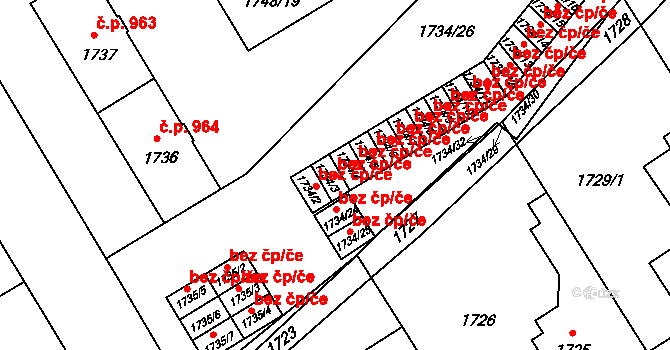 Karviná 49748939 na parcele st. 1734/3 v KÚ Karviná-město, Katastrální mapa