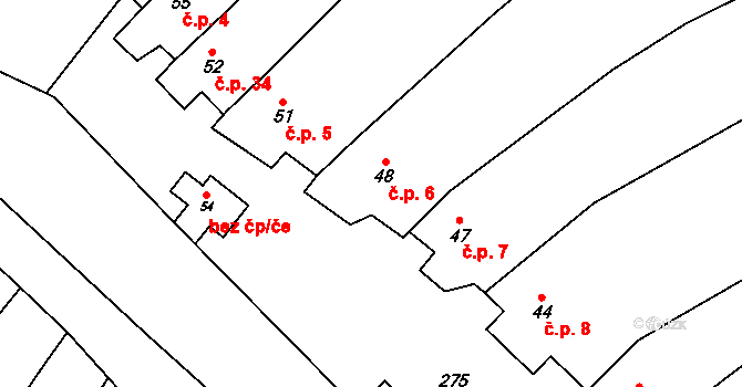 Černčín 6, Bučovice na parcele st. 48 v KÚ Černčín, Katastrální mapa