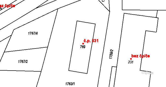 Svitávka 531 na parcele st. 769 v KÚ Svitávka, Katastrální mapa