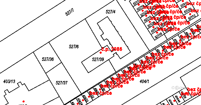 Vítkovice 2986, Ostrava na parcele st. 527/39 v KÚ Vítkovice, Katastrální mapa