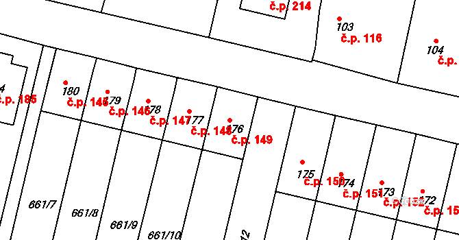 Smrkovice 149, Písek na parcele st. 176 v KÚ Smrkovice, Katastrální mapa