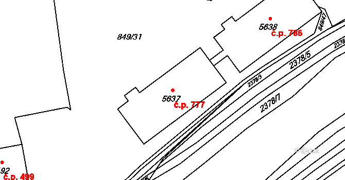 Beroun-Město 777, Beroun na parcele st. 5637 v KÚ Beroun, Katastrální mapa