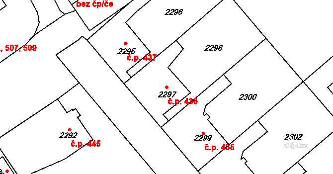 Zábřeh 436 na parcele st. 2297 v KÚ Zábřeh na Moravě, Katastrální mapa