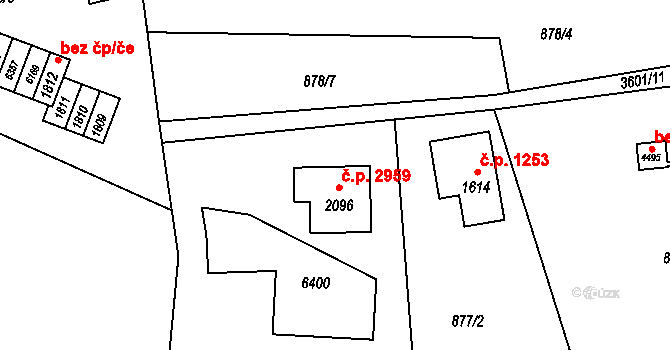 Rožnov pod Radhoštěm 2959 na parcele st. 2096 v KÚ Rožnov pod Radhoštěm, Katastrální mapa