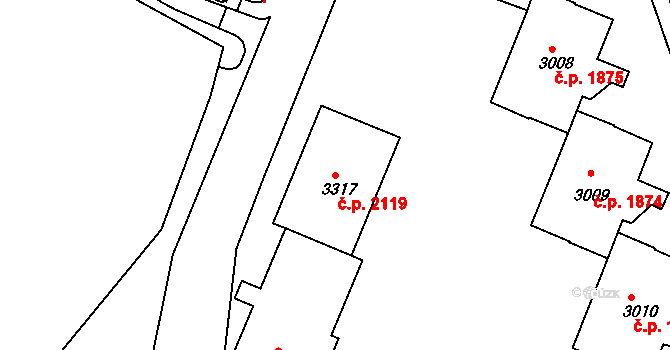 Rakovník II 2119, Rakovník na parcele st. 3317 v KÚ Rakovník, Katastrální mapa