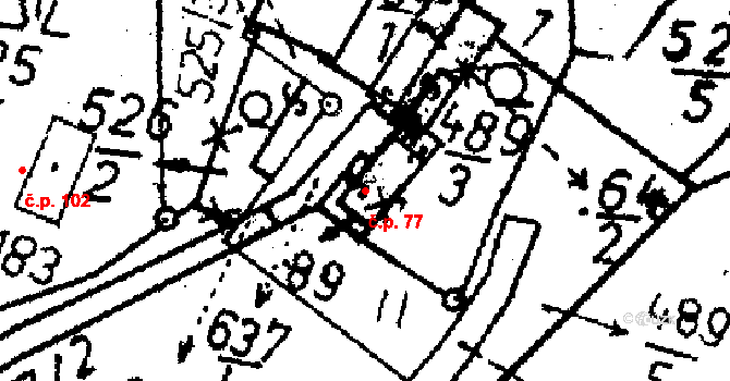 Chelčice 77 na parcele st. 89 v KÚ Chelčice, Katastrální mapa