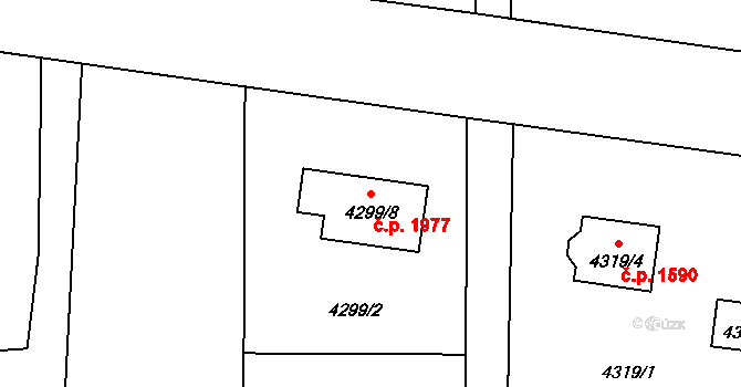 Šenov 1977 na parcele st. 4299/8 v KÚ Šenov u Ostravy, Katastrální mapa