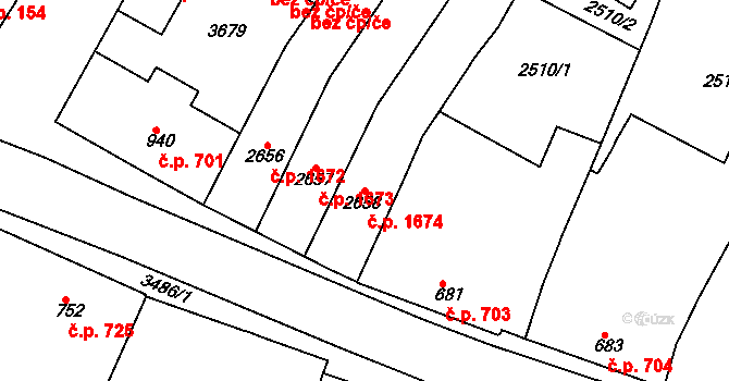 Rosice 1674 na parcele st. 2658 v KÚ Rosice u Brna, Katastrální mapa