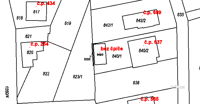 Jablůnka 97394939 na parcele st. 840/3 v KÚ Jablůnka, Katastrální mapa