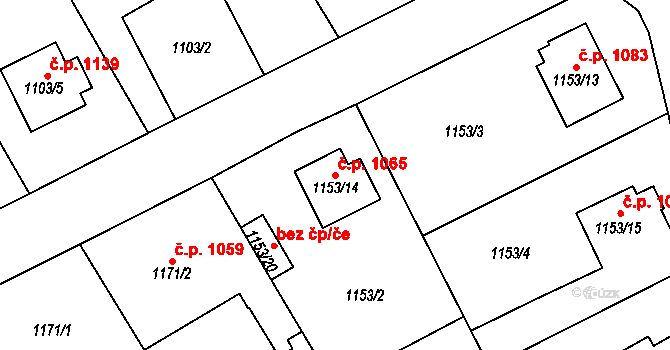 Rychnov nad Kněžnou 1065 na parcele st. 1153/14 v KÚ Rychnov nad Kněžnou, Katastrální mapa