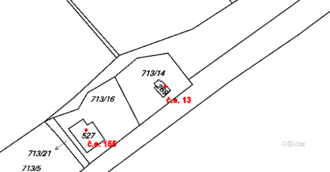 Rataje nad Sázavou 13 na parcele st. 269 v KÚ Rataje nad Sázavou, Katastrální mapa