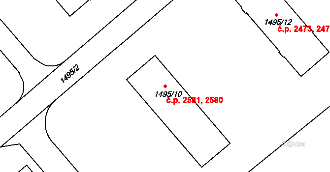 Mělník 2580,2581 na parcele st. 1495/10 v KÚ Mělník, Katastrální mapa