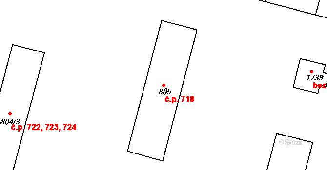 Ostrov 718 na parcele st. 805 v KÚ Ostrov nad Ohří, Katastrální mapa