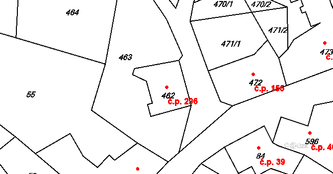 Žandov 296 na parcele st. 462 v KÚ Žandov u České Lípy, Katastrální mapa