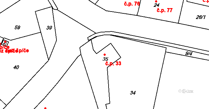Dolní Pochlovice 33, Kynšperk nad Ohří na parcele st. 35 v KÚ Dolní Pochlovice, Katastrální mapa