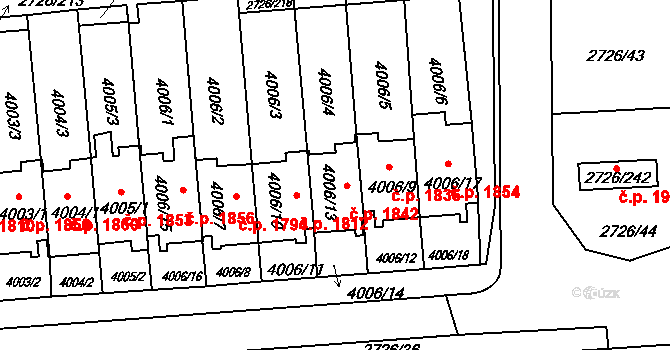 Tachov 1842 na parcele st. 4006/13 v KÚ Tachov, Katastrální mapa