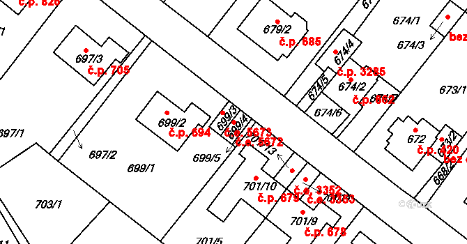 Bukov 5672, Ústí nad Labem na parcele st. 699/4 v KÚ Bukov, Katastrální mapa