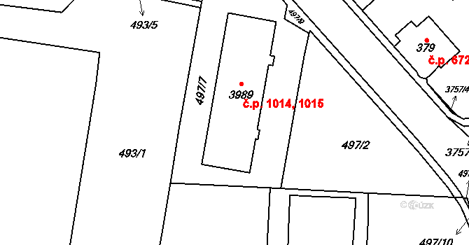 Žamberk 1014,1015 na parcele st. 3989 v KÚ Žamberk, Katastrální mapa