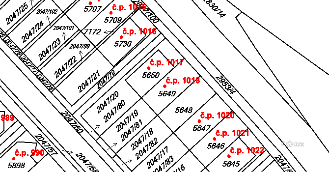 Chrudim II 1018, Chrudim na parcele st. 5649 v KÚ Chrudim, Katastrální mapa