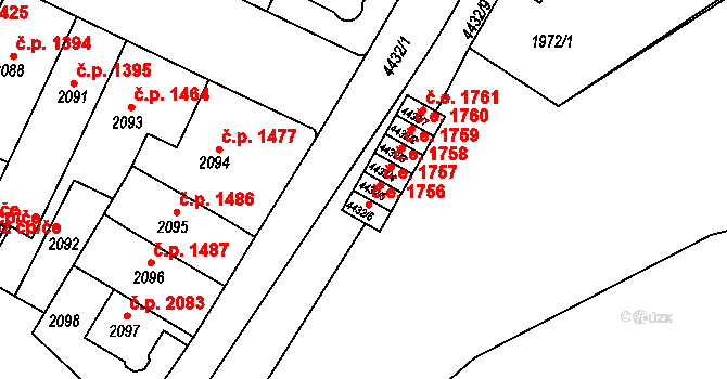 Teplice 1757 na parcele st. 4432/5 v KÚ Teplice, Katastrální mapa