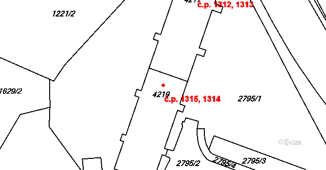 Cheb 1314,1315 na parcele st. 4219 v KÚ Cheb, Katastrální mapa