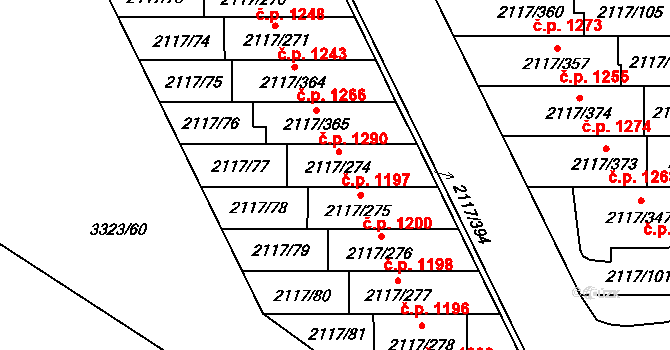 Chodov 1197, Praha na parcele st. 2117/274 v KÚ Chodov, Katastrální mapa