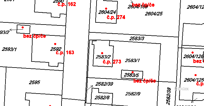 Příbram IV 273, Příbram na parcele st. 2583/2 v KÚ Příbram, Katastrální mapa