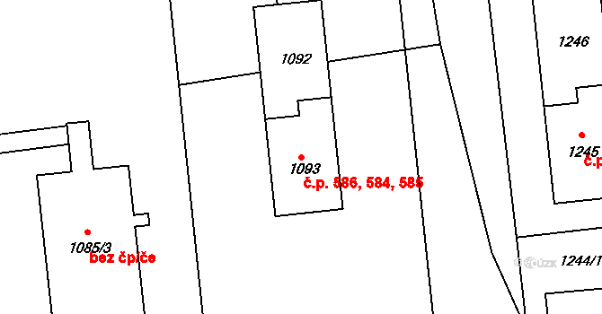 Sedlčany 584,585,586 na parcele st. 1091 v KÚ Sedlčany, Katastrální mapa