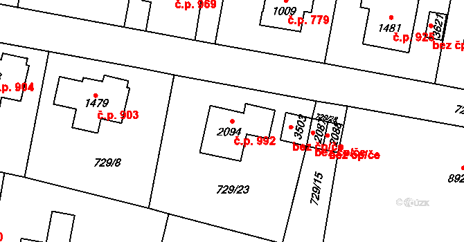 Vrchlabí 992 na parcele st. 2094 v KÚ Vrchlabí, Katastrální mapa
