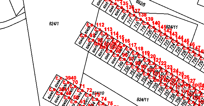 Šumbark 94, Havířov na parcele st. 824/12 v KÚ Šumbark, Katastrální mapa