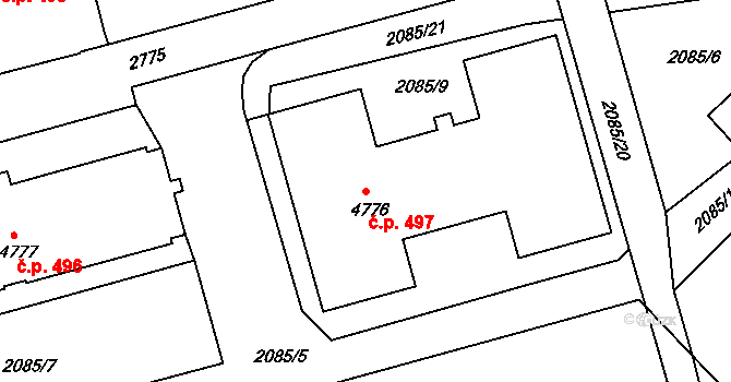 Horní Předměstí 497, Trutnov na parcele st. 4776 v KÚ Trutnov, Katastrální mapa