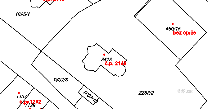 Předměstí 2148, Svitavy na parcele st. 3418 v KÚ Svitavy-předměstí, Katastrální mapa